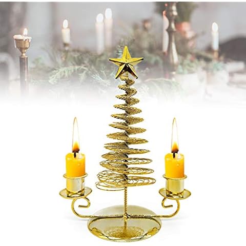 HOTLIKE Christmas Decoration Candlestick, Candle Holder Metal Christmas Tree, Candlelight for Home Living Room Tables Decor, Unique Candelabra for Christmas Wedding Dinning Special Events Parties Cover