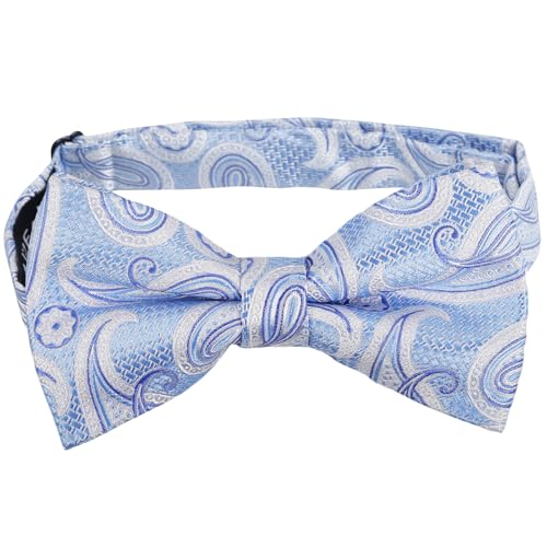 Image of Alizeal Mens 4pcs Vintage Paisley Bow Tie Set | Pre-tied Pocket Square Cufflinks Boutonniere for Wedding Everyday Use