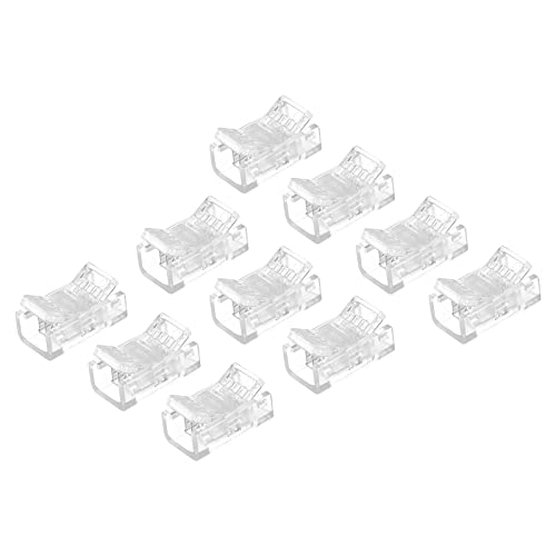 MECCANIXITY RGB LED Light Strip Connectors, LED Adapter Connectors LED Light Strip Connectors for Strip Light Unwired Gapless Track Lighting Connector Pack of 10 (4 Pin, 8mm)