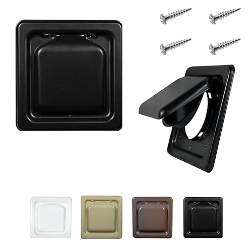 Image of NO-PEST VENT Dual Door Dryer Vent Cover 4 Inch Outdoor, Made in USA, Highest UV-Resistant Plastic, No Lint-Collecting Screen (Onyx, 4 inch Metal Vent No Collar)