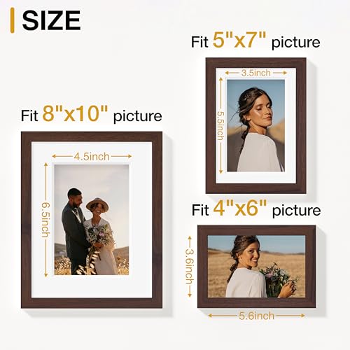 Image of Vittanly 10 Pack Picture Frames Collage Wall Decor, Gallery Frame Set for Wall Mounting or Tabletop Display, Multi Sizes Including 2pcs 8x10, 4pcs 5x7, 4pcs 4x6, Light Brown
