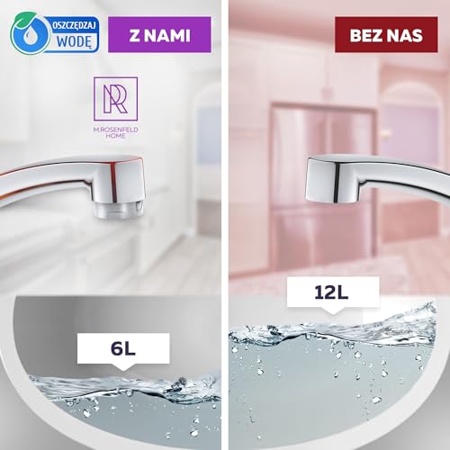 Aerator wody do kranu M24 z chromowanego mosiądzu – napowietrzacz z filtrem zapobiegającym powstawaniu kamienia – oszczędzaj do 5% wody i energii – przepływ wody 5 l/min