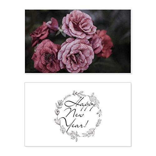 Tarjeta de felicitación conmemorativa de Año Nuevo con rosas de diseño clásico