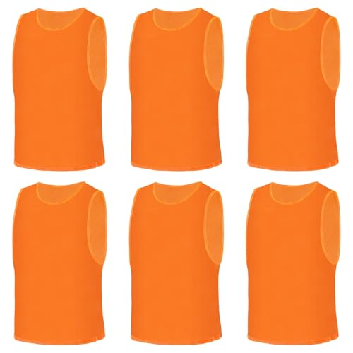 AUYAO Petos Futbol, 6Pcs Petos Futbol Adultos, Chaleco de Entrenamiento de Malla Transpirable, Camisetas Deportivo para Balón de Fútbol Baloncesto, XL