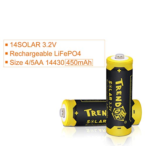 Trendbox 14430 3.2V 450Mah Battery Lifepo4 Rechargeable Solar Batteries For Outdoor Garden Light 12 Pack #TOP6