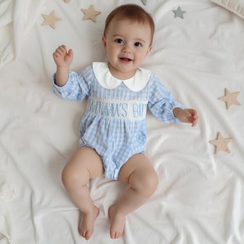 Baby Girl Fall Clothes Newborn Bubble Romper Mama Girl Long Sleeve Smocked Bodysuit Daddys Girls Baby Clothes2
