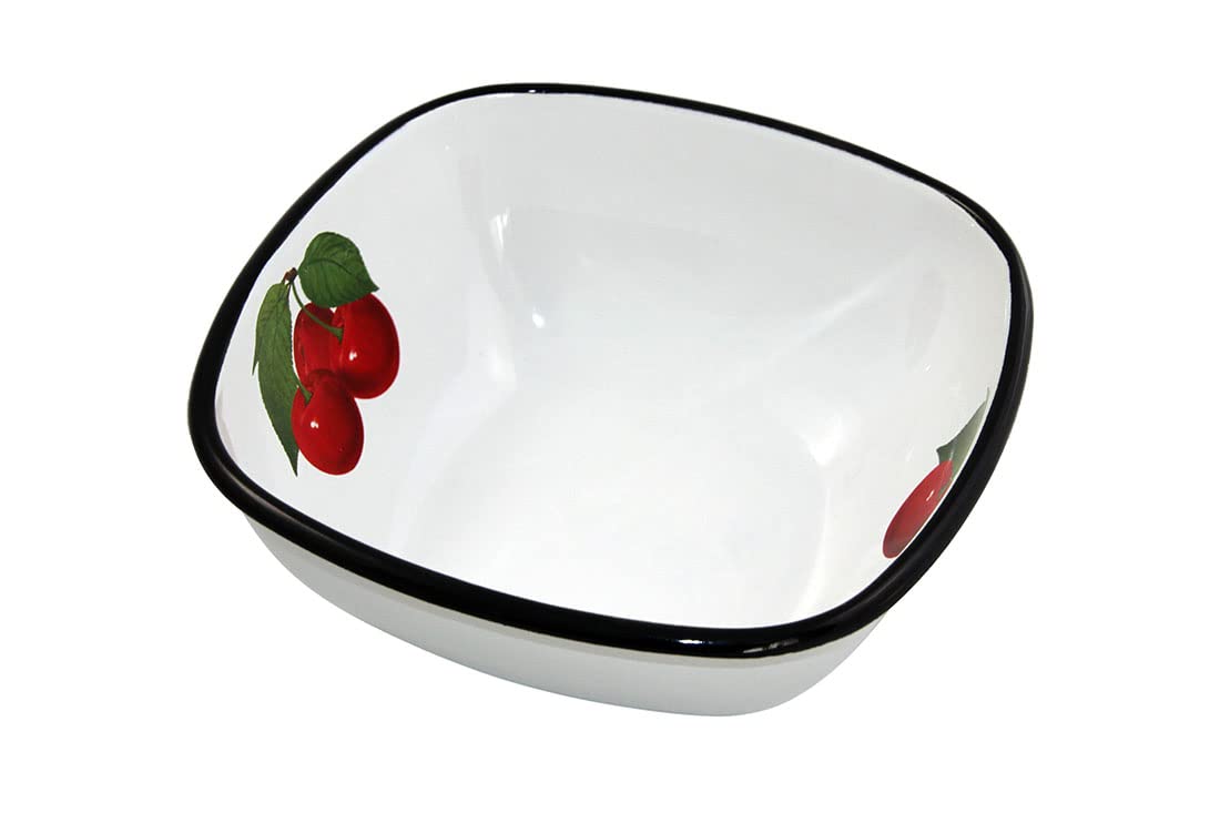 Ciotola Quadrata In Smalto Da 1,5 Litri – Stile Retro, Diametro 22 Cm, Per Frutta O Decorazione, Piccoli Difetti Tipici Dello Smalto - 3