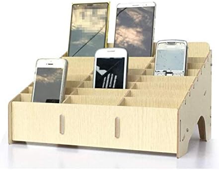 XICHENGSHIDAI Mobile Phone Storage Box, 24 Compartment Phone Holder, Caddy and Ink Pad Organizer for Office and School Supplies - Brown