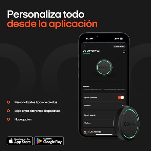 Miniatura 6 de OOONO Co-Driver 2 – Alertas de radares y peligros en Tiempo Real | sin suscripción | Recargable USB-C | Compatible con Apple CarPlay y Android Auto | fácil instalación y Uso intuitivo