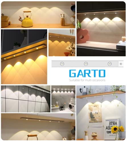 Garto Led Under Cabinet Lights Usb Rechargeable, Slim Closet Lights Motion Sensored Indoor, 4 Hill-Light Bulb Wireless Battery Powered Lighting For Counter Wardrobe Kitchen (Silver, 15.74In-2 Pack) #TOP2