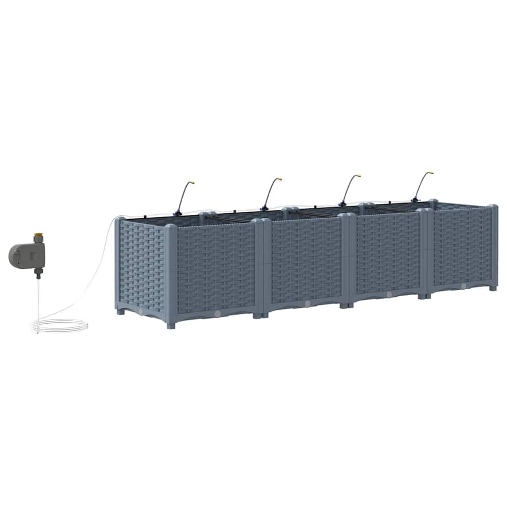 IKAYAA Jardinera Exterior PP con Sistema de riego autorriego, Jardinera Rectangular 160 x 40 x 37,5 cm, Macetas Exterior, Macetero Balcon para Cultivo de Plantas en Exterior Patio Terraza Gris Claro