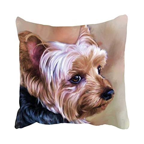 DZGlobal Personalized Yorkie Dog Throw Pillow Cases Yorkie Pillow Cover Dog Pillow Case 18x18 Soft Cotton Yorkshire Terrier Cushion Covers Decorative Pillowcase for Couch Sofa Bedroom Car Cover