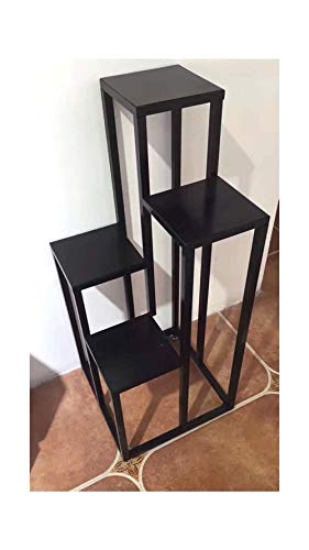 WAJI Pastoral wrought iron flower stand multi-layer floor flower pot shelf indoor balcony decoration-black