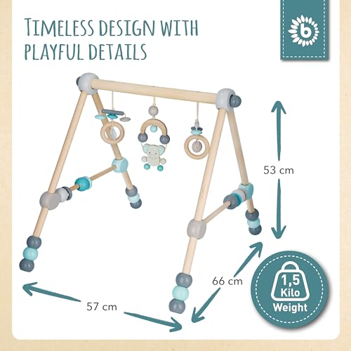 BIECO Wooden Baby Play Gym Adjustable Height, Blau, 64x55x54 centimeters - Image 4