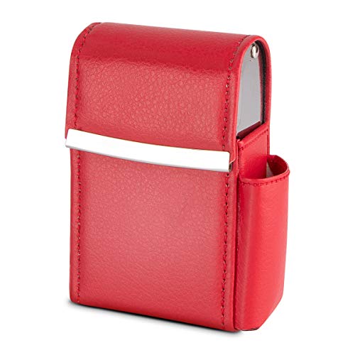 Preisvergleich Produktbild Shidan Leder Zigarettenetui mit Feuerzeughalter und Gürtelschlaufe