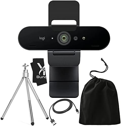 Logitech Brio 4K Ultra HD Webcam with Microphone for Desktop with Tripod & Universal Mount - Logitech Webcam USB Computer Camera - Ultra Pro Wide Angle Webcam Streaming for Meetings & Gaming