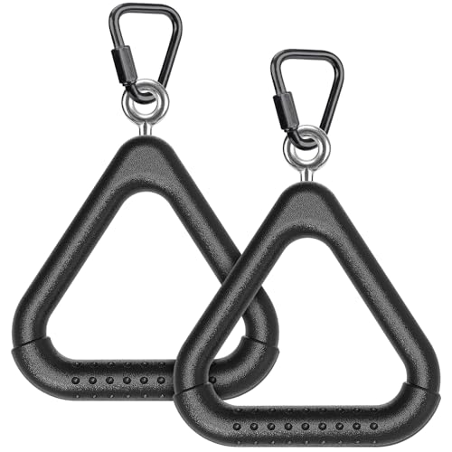 Dolibest 2PCS Monkey Bars, Triangle Trapeze Swing Bar with 2PCS Triangle Carabiners, Outdoor Play Equipment, Swing Set Accessories Monkey Rings, Obstacle Ring Toys Set for Kids, Black