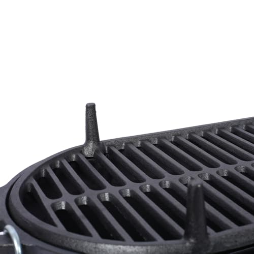 Cast Iron Hibachi Grill – Portable Charcoal BBQ for Outdoor Cooking, Durable Tabletop Skillet, Compact Camping Charcoal Cooker for Tailgating, Picnics & Hunting (Oval) - Image 8