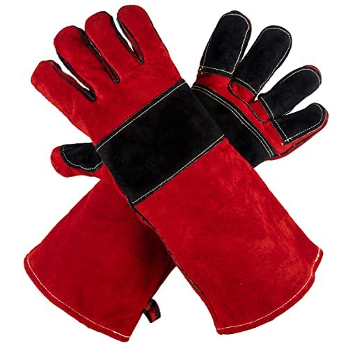 Grill Armor Welding Gloves â€“ 16inch 932â„‰ - Leather Forge/Mig/Stick â€“ Heat/Fire Resistant Gloves, Mitts/Pot Holders For Oven, Grill, BBQ, Furnace, Stove, Fireplace, Tig Welder, Animal Handling Glove