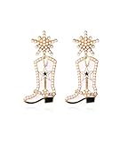 Rhinestone Cowgirl Boot Earrings Beaded Cowboy Boot Earrings Western Country Y2K Dangle Earrings Cut