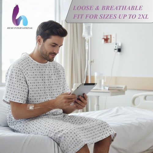 Hemi International MF Unisex Hospital Gowns, Extra Long Length Patient Gowns with Back Tie for Men and Women, Comfortably Fits Sizes up to 2XL (Snowflake) by Hemi International - Image 4