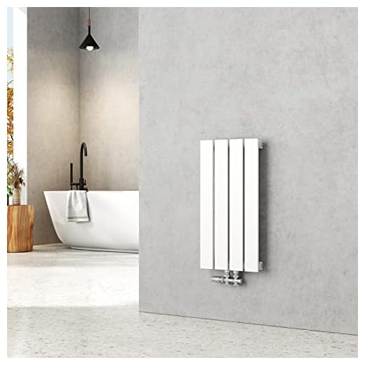 EMKE Radiador de agua caliente 60x30 cm, Radiador plano de solo capa con conexión central, Diseño montaje vertical en pared, Blanco