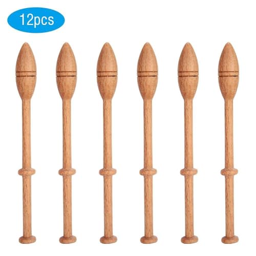 12Pcs Lace Bobbins Hardwood 11cm/Pc Vintage French Artisan Craft Turned Wood Weaving Tools by Pssopp - Image 9