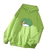 Women's/Girl's Frog Hoodie - Eating Pizza Frog Pullover Long Sleeve Loose Hoodie Pullover Tops...