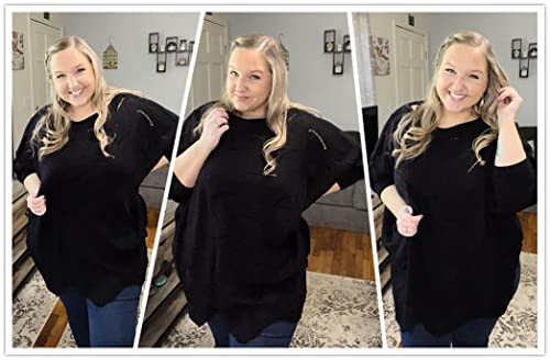 Image of RITERA Women Plus Size Soft-Touch Sweaters Casual Lightweight Crewneck Soft Knit Oversized Pullover Loose Fit Fall Jumper Top