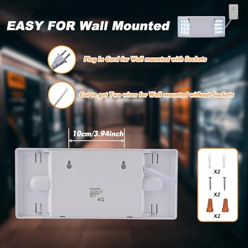Apmeetlux Plug Emergency Lights for Business Home Power Failure Outage 4Hours 300lm LED Exit Lighting Fixtures with Battery Backup AC85-277V