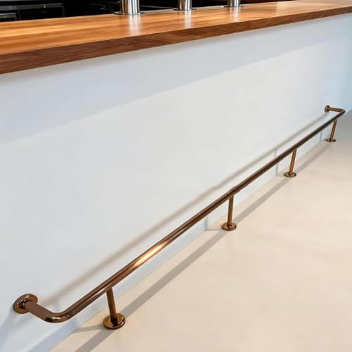 Repose-pieds de bar en acier inoxydable laiton doré long de 274,3 cm