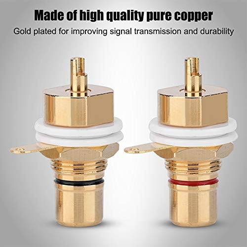 Tosuny RCA Socket, 2 Pcs Copper RCA Jack Female Chassis Connector for Amplifiers, Solder type, RCA Panel Female Mounting Gold Plated Terminal Socket Audio Connector