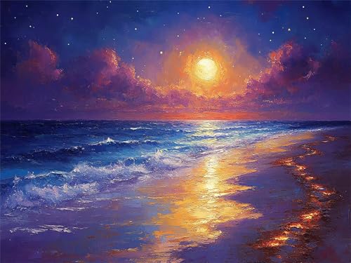 Paint by Numbers Adulte Plage : Kit de Peinture par Numéro 70x90cm A-1302 pour Débutant
