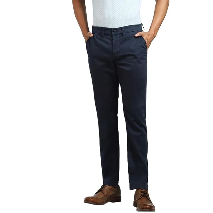 Men's Cotton Blend Regular Fit Blue Pants_34