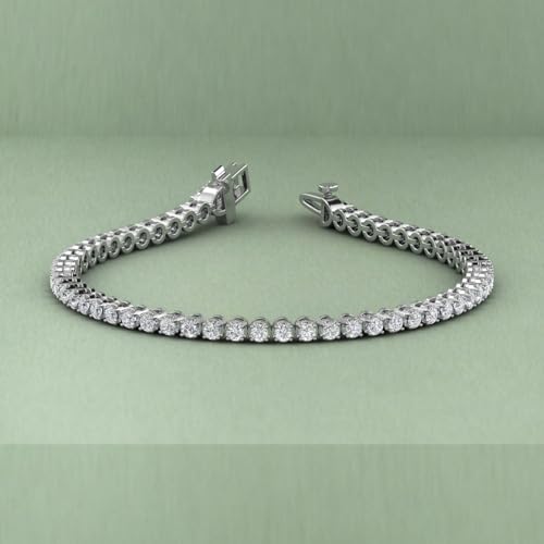 Image of 1 to 6 Carat Prong Set Round Cut Natural Diamond Tennis Bracelet for Women in 14K Gold (7 Inch) (I1-I2 Clarity)