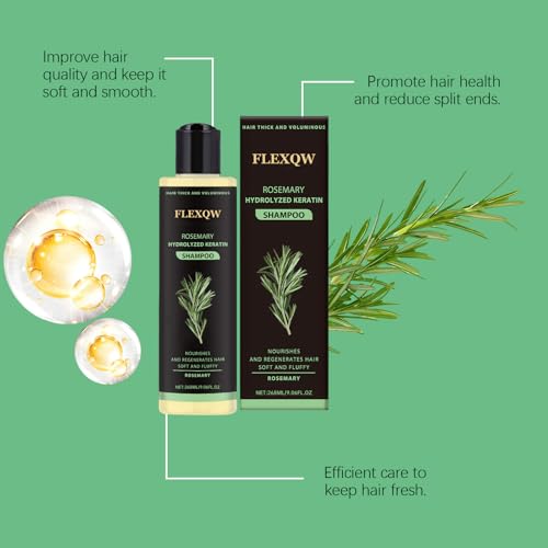 Image of Rosemary Hydrolyzed Keratin Shampoo, Hair Thick and Voluminous, Nourishes and Regenerates Hair, Soft and Fluffy, 268ML /9.06FL OZ (2 Pack)