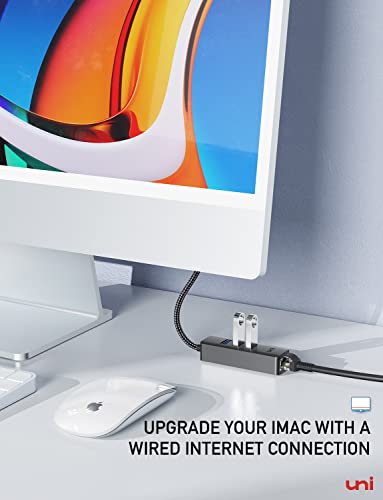 Usb C To Ethernet Adapter, Uni Usb-C Hub With Rj45 Gigabit, [Thunderbolt 3/4 Compatible] Usb 3.0 Multiport Hub For Macbook Pro/Air, Imac, Ipad Pro, Surface Pro 7, Chromebook, Xps 17/15/13, And More #TOP5