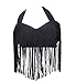 Uniarmoire Womens Plus Size High Waist Fringe Swimwear Two Piece Swimsuit Black