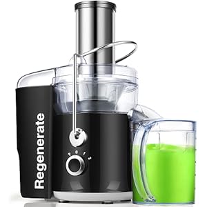 600W 3 Speeds Juicer Machines Vegetable and Fruit, Regenerate Centrifugal Juice Extractor with Wide Mouth 3” Feed Chute, Easy to Clean, BPA-Free Compact Centrifugal Juice Maker, Black