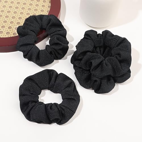 Image of Ivyu Hair Scrunchies for Women - Hair Ties No Damage Both for Thick Hair or Thin Hair Curl Hair No Crease Black Scrunchies Ponytail Holder No Hurt Your Hair