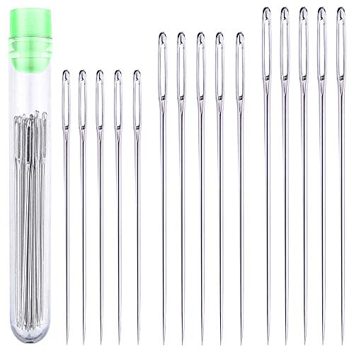 AEHO Crafts Assorted Large-Eye Hand Sewing Needles - 15 Pcs Big Eye Stitching Needles (2.4