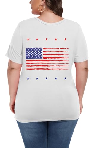 Image of ForHailey Women's Plus Size Short Sleeve Tee Shirt V Neck Basic Ladies Loose Fit T Shirt 1X-5X