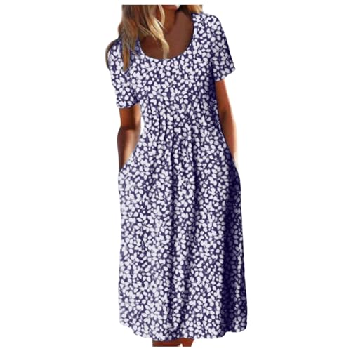 Robe imprimée manches courtes en coton respirant et coupe ample fluide