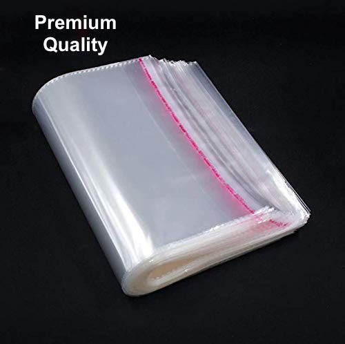 Image of Plastic 50 Pc 14X18 Size Transparent Polythene Bags For Saree Packing Clothes Large Size Saree Polybag Clear Cover Sealable Shirt Pant Storage Self Adhesive Bopp Pouches With 2 Inch Base