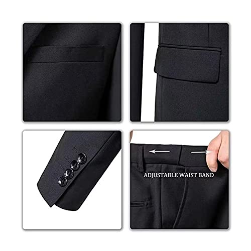Mens Suit 3 Piece Black Suits For Men Formal Bussiness Prom Party Suit Wedding Grooms Tuxedos Suit Blazer Vest Pants & Tie Xs #TOP5