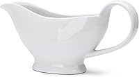 WishDeco 8.5oz White Porcelain Gravy Boat - Microwave Safe Ceramic Sauce Jug with Ergonomic Handle for Gravy, Broth, Dressings