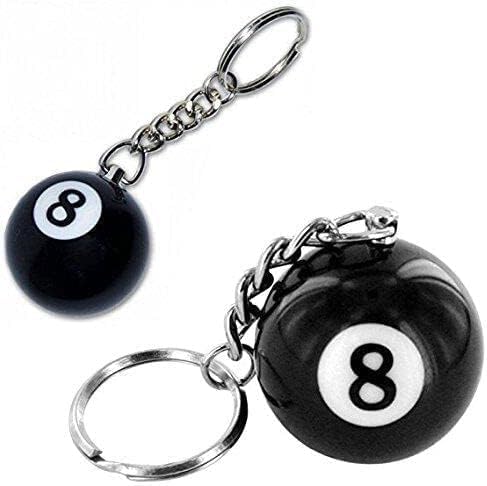 Weicoca Creative Number Eight Billiard Key Chain Pendant, 8 Ball Keychain Billiards Ball Keyring, Car Key Ring Decoration Gift for Billiards Lover, Automobile Keychains