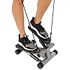 Sunny-Health-Fitness-Mini-Stepper-with-Resistance-Bands-Black Sunny Health & Fitness Mini Stepper for Exercise Low-Impact Stair Step Cardio Equipment with Resistance Bands, Digital Monitor, Optional Twist Motion Stepper , Black