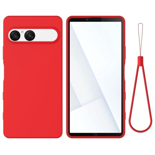 Coque silicone souple rouge avec sangle pour Sony Xperia 10 VI 2024