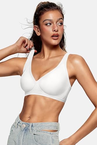 Image of OEAK Womens Deep V Bras Wireless Comfortable Bra Supportive No Underwire Bras Tshirt Push Up Bralettes Plunge Seamless Bra